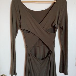 Cross back cut out high low stretch cotton dress